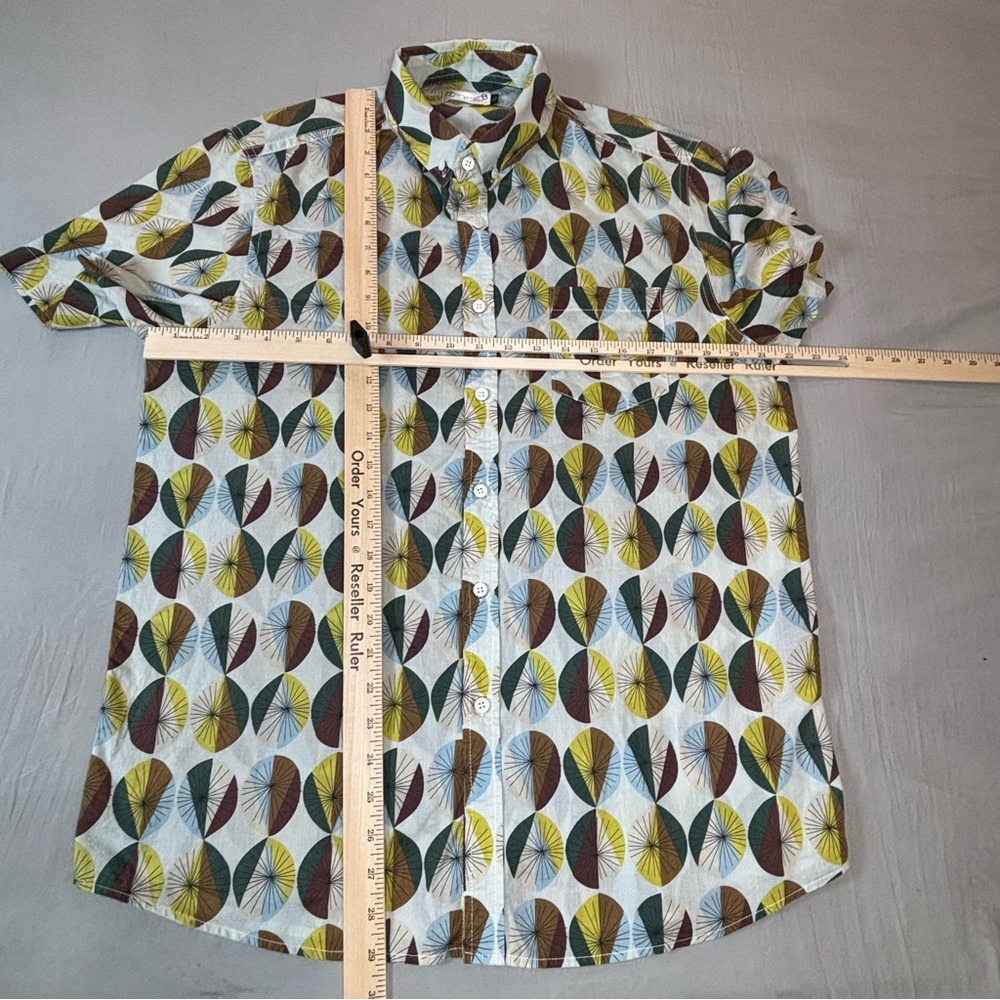 Oxford Lads Button Up Shirt Men’s Large White Geometric‎ Print - Picture 7 of 7